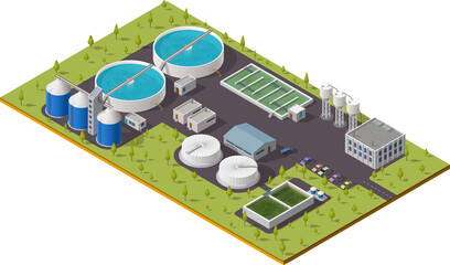 Isometric treatment plant, water sewage filtration
