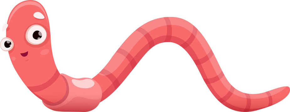Cute smiling worm cartoon character, earthworm