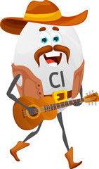 Cartoon chlorine cowboy micronutrient with guitar