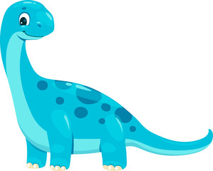 Cartoon brontosaurus dinosaur character, cute dino