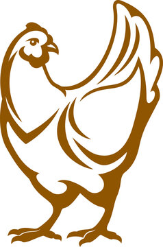 Chicken farm icon. Hen and poultry meat butchery