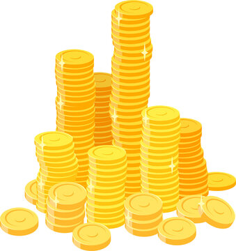 Cartoon golden coins stack, money, gamble game win