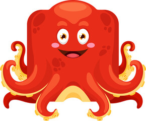 Octopus emoji, kawaii animal square face emoticon