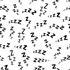Naklejka premium ZZZ, ZZZZ doodle bed sleep snore seamless pattern