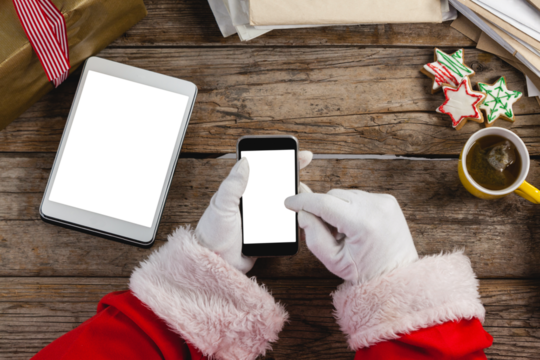 Santa claus using mobile phone  - Powered by Adobe