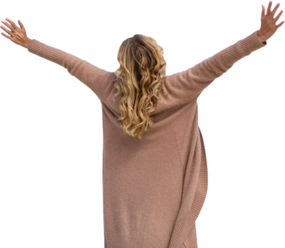 Rear view of a woman stretching 