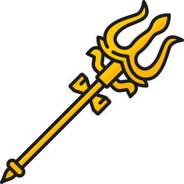 golden trident weapon on white background clip art preview