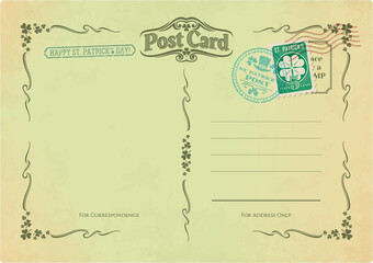 Saint Patrick day antique postcard, vintage mail