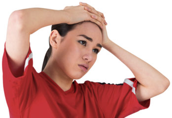 Disappointed football fan looking down