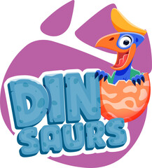 Cartoon quetzalcoatlus dinosaur character in egg