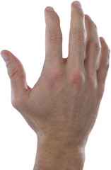 Cropped hand of person gesturing against invisible screen
