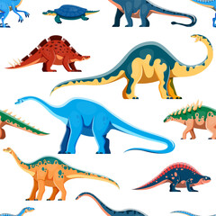 Funny dinosaur cartoon characters seamless pattern