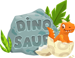 Cartoon funny dinosaur character and dino egg