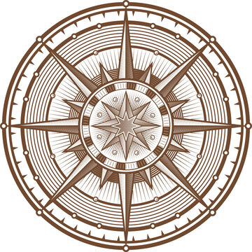 Compass, wind rose geography, navigation symbol