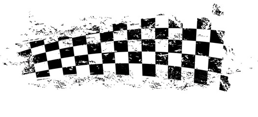 Grunge race flag, tire track checker marks pattern
