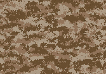 Pixel military camouflage brown seamless pattern