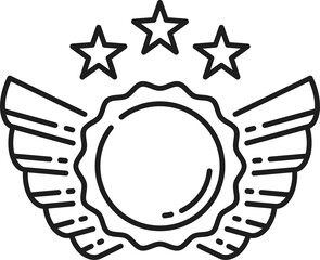 Award line icon, ribbon medal, trophy star badge