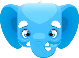 Cartoon elephant kawaii square animal face or head