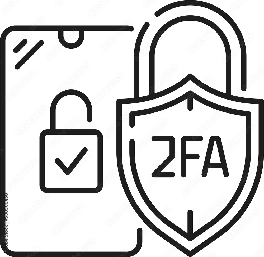 Poster 2FA two factor authentication icon, shield padlock