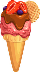 Cartoon ice cream cone, gelato or frozen yogurt