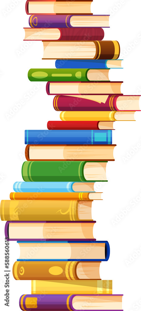 Poster stack of books, isolated vector pile of textbooks