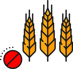 Gluten product, food allergy color line icon