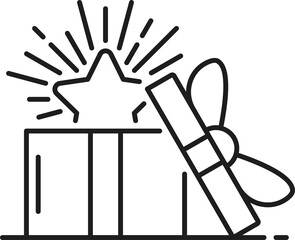 Open gift box with bonus, referral program outline