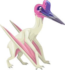 Cartoon quetzalcoatlus dinosaur character, vector