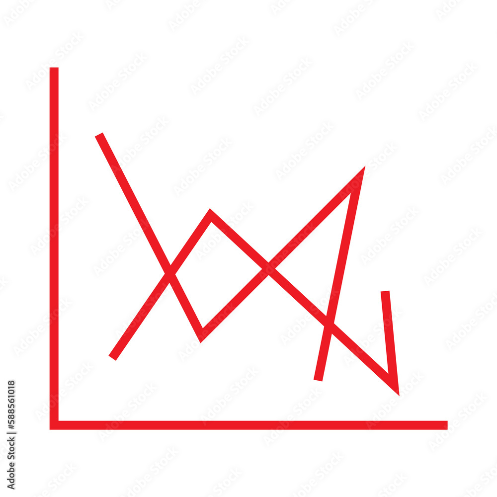 Poster red line graph over white background