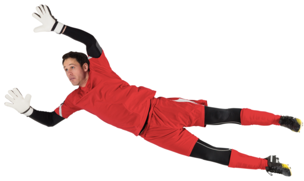 Fit goal keeper jumping up - Powered by Adobe