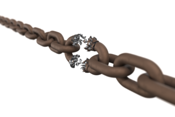 3d image of broken metallic chain