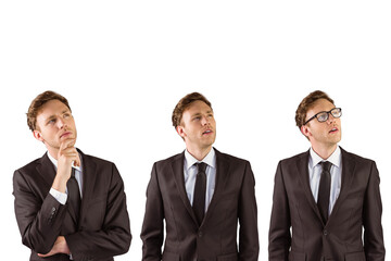 Nerdy businessman thinking