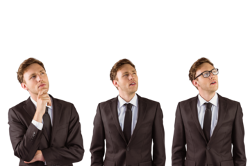 Nerdy businessman thinking