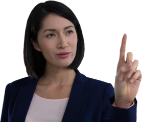 Businesswoman using invisible screen