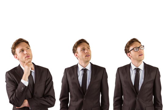 Nerdy businessman thinking - Powered by Adobe