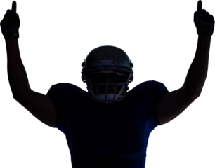 Silhouette American football player with thumbs up