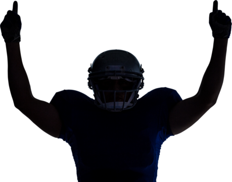 Silhouette American football player with thumbs up