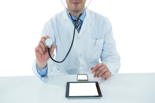 Doctor examining with stethscope