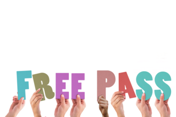 Hands holding up free pass