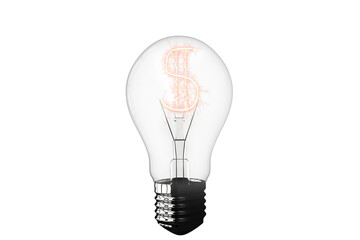 Close-up of light bulb with Dollar sign 