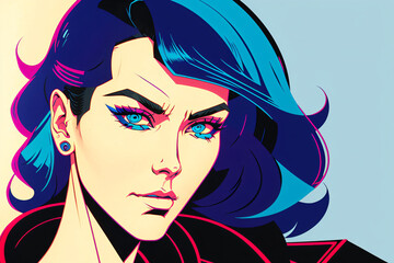 Cyberpunk illustration cool female portrait, feminist, feminism - Generative AI