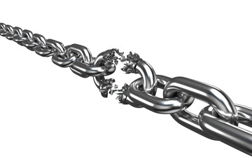 3d image of damaged silver chain 