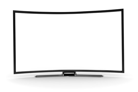 Curve flat television set over white background