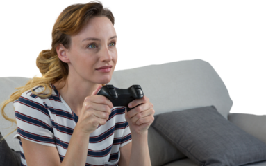 Woman playing video game