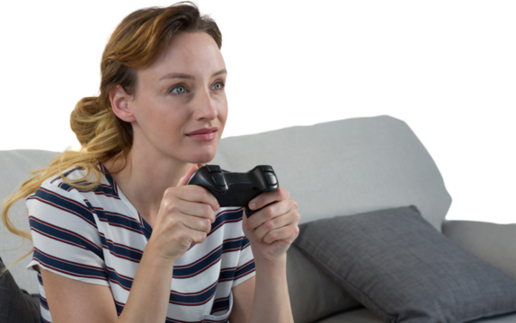 Woman playing video game