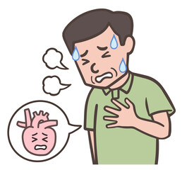動悸息切れで苦しい中年男性、おじさん