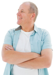 Happy older man with arms crossed