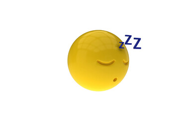 Three dimensional image of sleeping emoticon