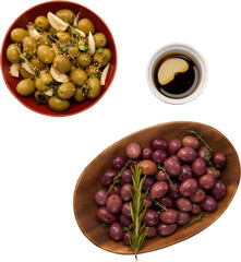 Olives in bowl with drink
