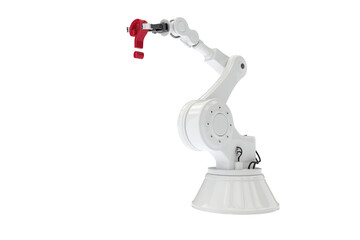 Robotic arm holding red question mark